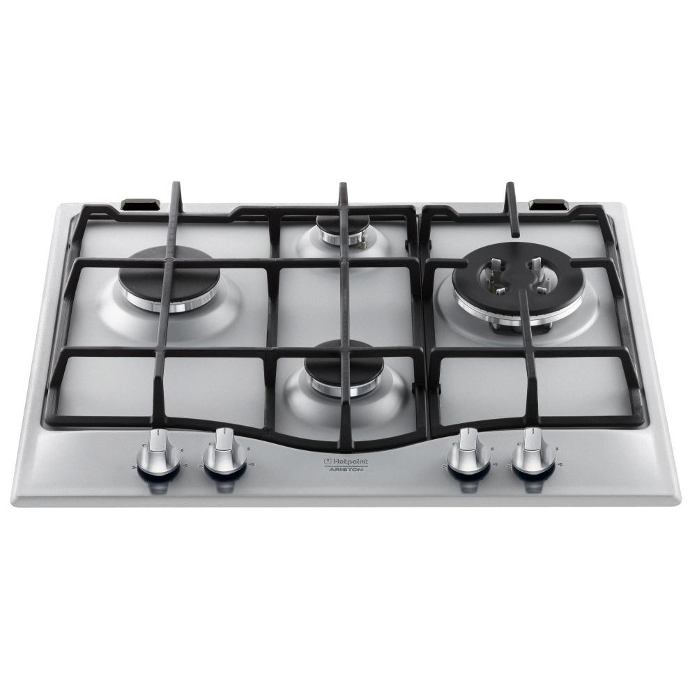 Plita incorporabila Hotpoint PC640T GH, gaz, 4 arzatoare, aprindere electrica, 60 cm, inox