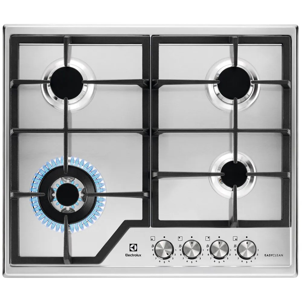 Plita incorporabila Electrolux KGS64362XX, 4 arzatoare, Wok, Gaz, 60 cm, Inox