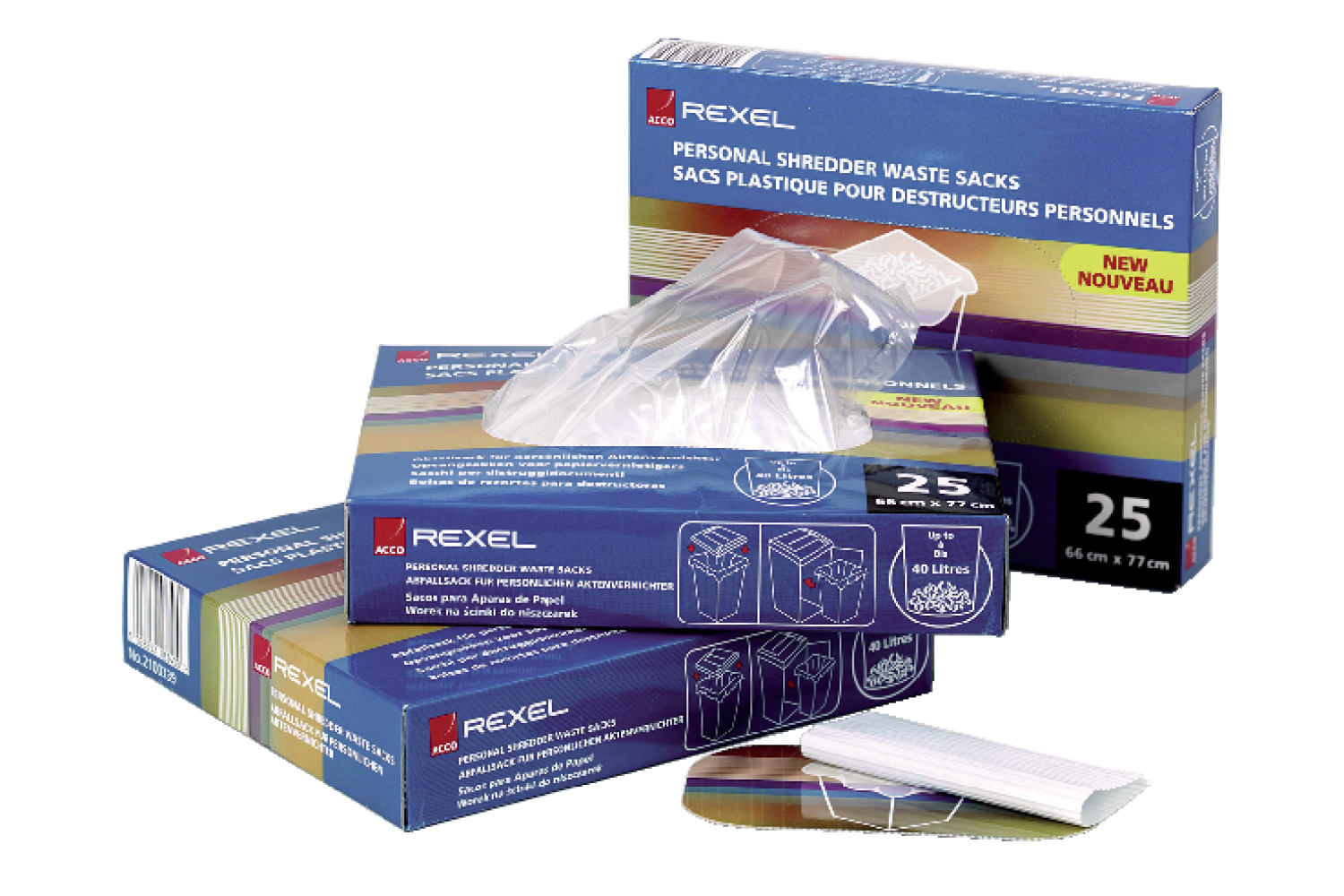 Pungi De Plastic (175l) Pentru Distrugator Documente Rexel Auto+ 750m/750x/600m/600x -100 Buc/set