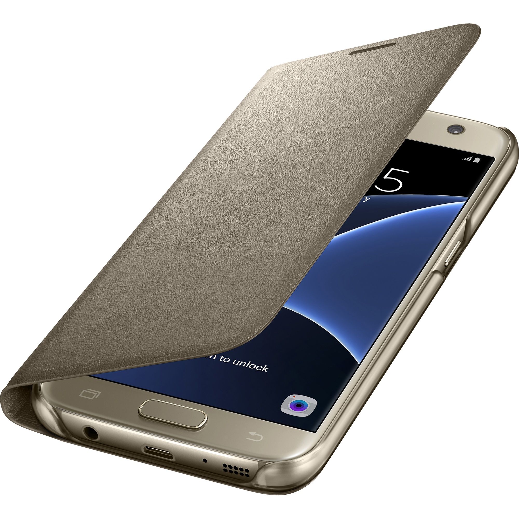 Husa Led View Cover pentru Samsung Galaxy S7, Auriu