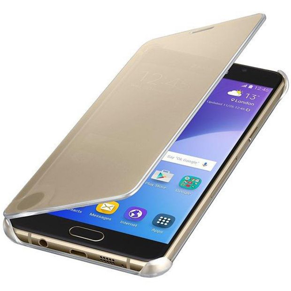 Husa Clear View Cover Samsung pentru Galaxy A5 2016, Auriu