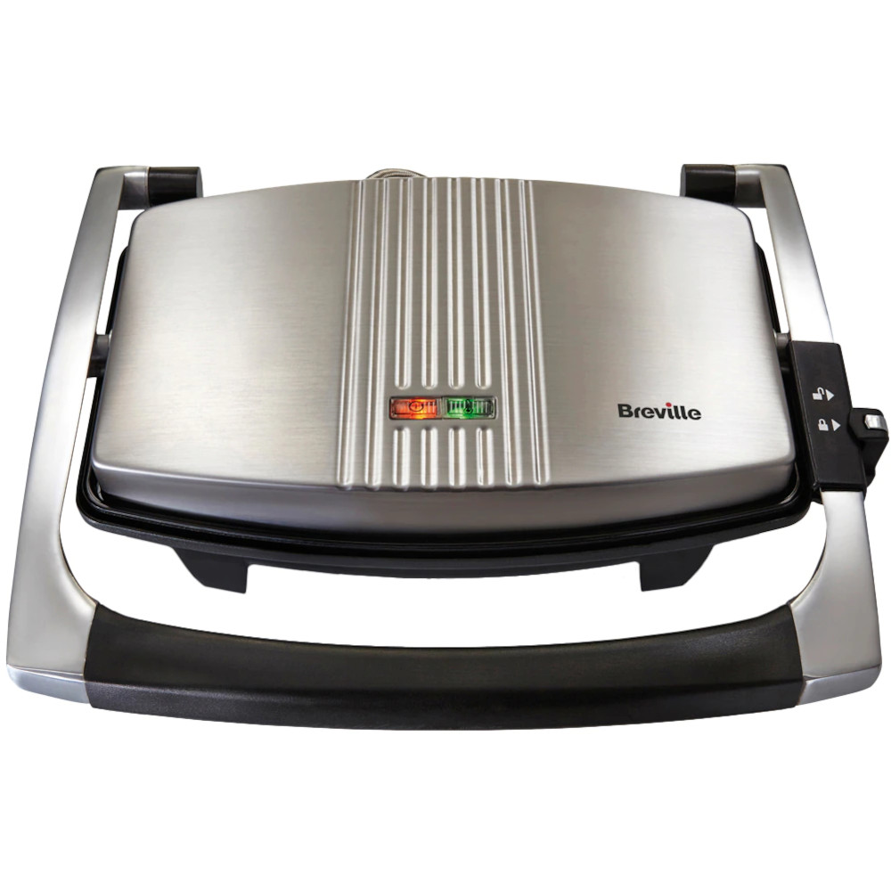 Sandwich-maker Breville Panini VST025X-DIM, 1000 W, Platane antiaderente, Negru/Inox