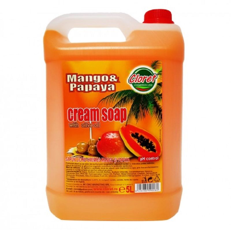 Sapun lichid cremos, Mango & Papaya, Cloret 5L