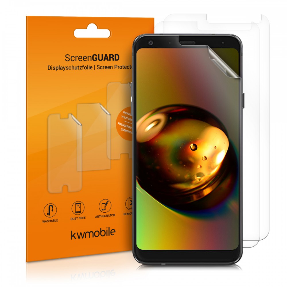 Set 3 folii de protectie pentru LG Q7, Kwmobile, Fata, Transparent, 45598.1