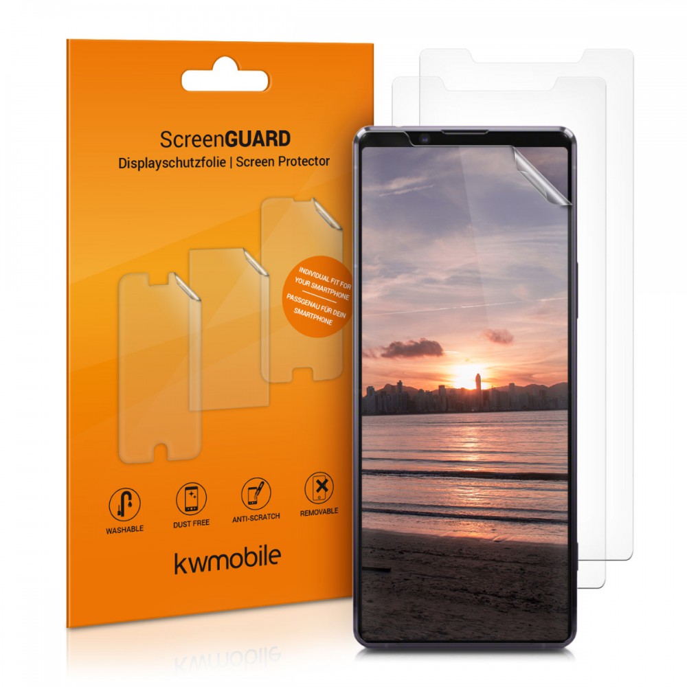 Set 3 folii de protectie pentru Sony Xperia 1 II, Kwmobile, Fata, Transparent, 52469.1