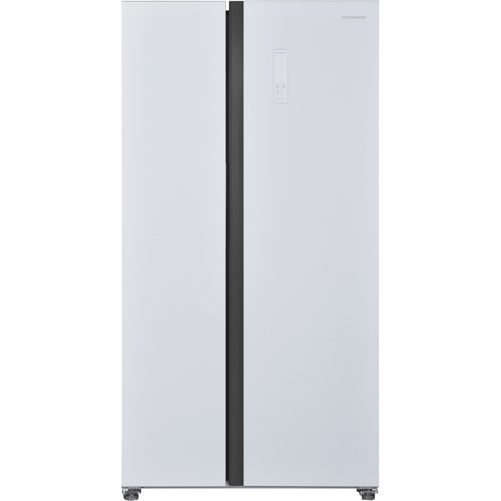 Side by Side Heinner HSBS-H442NFGWHE++, Full No Frost, Compresor Inverter, Smart, Eco, 442 l, 177 cm, Sticla Alba