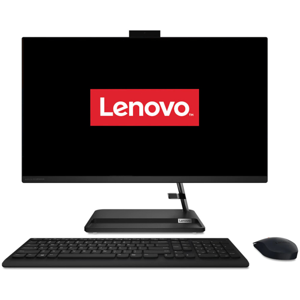 Sistem Desktop PC All-in-One Lenovo IdeaCentre 3 27ALC6, 27", Full HD, AMD Ryzen 7 7730U, 16GB RAM, 512GB SSD, AMD Radeon Graphics, No OS, Negru