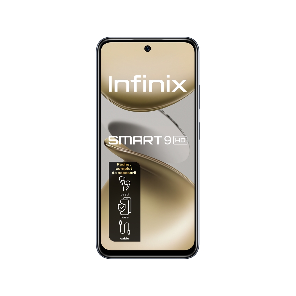 Telefon mobil Infinix Smart 9HD, 4GB RAM, 64GB stocare, 4G, Metallic Black