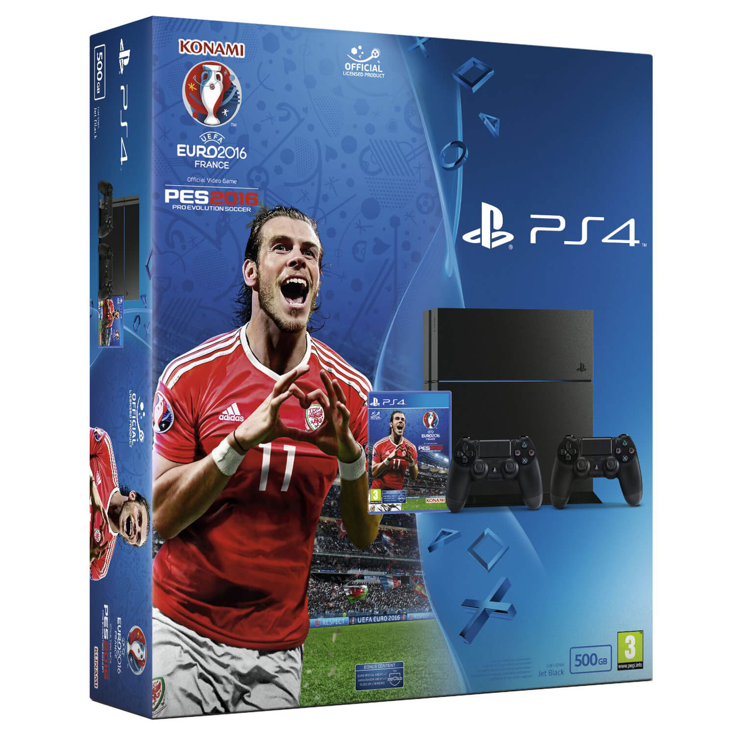 Consola Sony PS4 (PlayStation4), 500 GB, Negru + Joc PES Euro 2016 + Controller