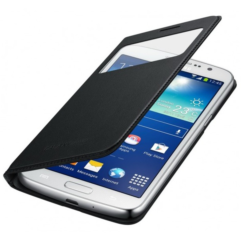 Husa S-View Cover Samsung EF-CG710BBEGWW pentru Galaxy Grand 2, Negru