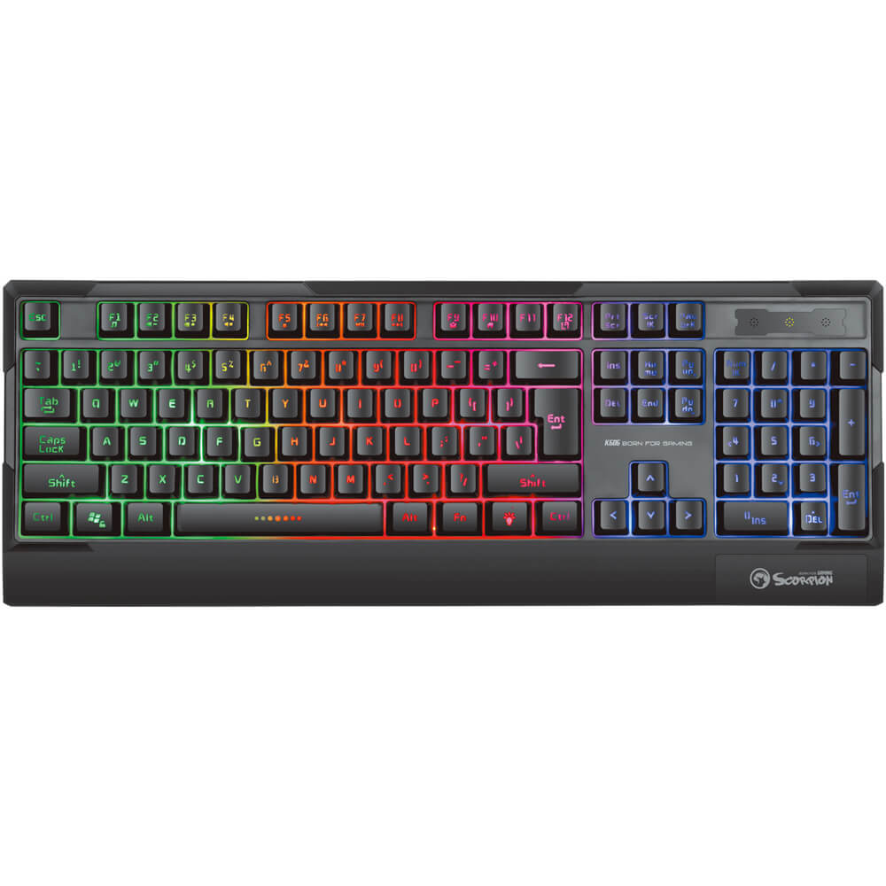 Tastatura gaming Marvo K606, USB, iluminare Rainbow, Negru