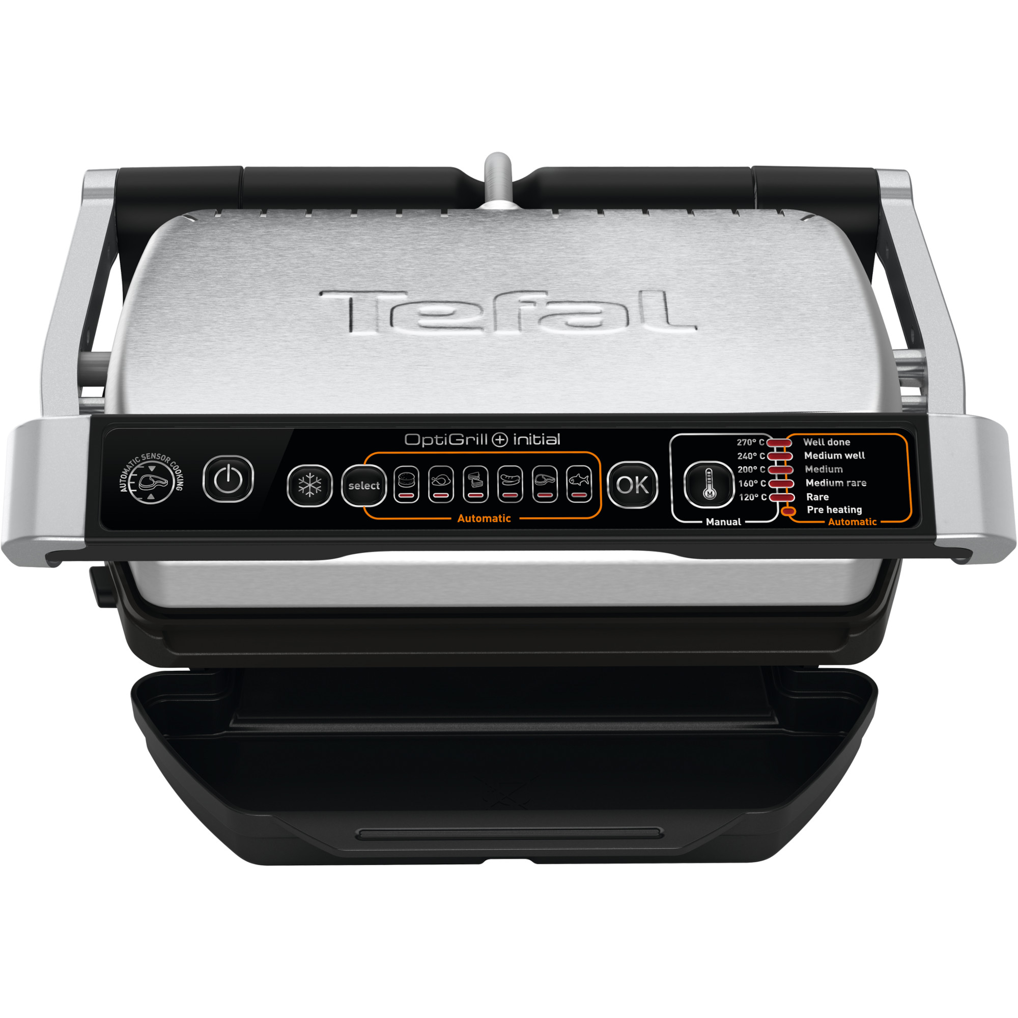 Gratar electric Tefal OptiGrill Initial GC706D34, 2000 W, 6 programe automate, 5 nivele de gatire, Gri