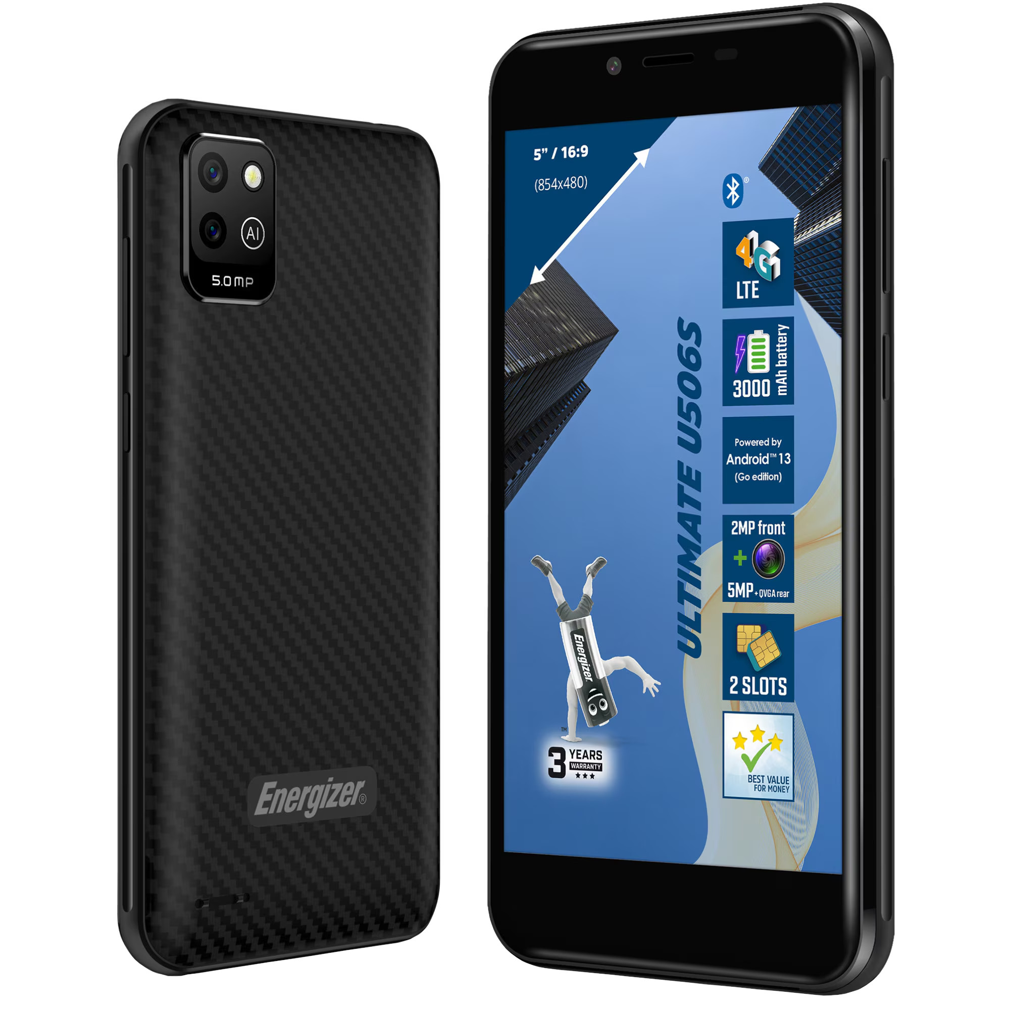 Telefon Mobil Energizer U506S, Dual SIM, 2GB RAM, 32GB, 4G, Negru