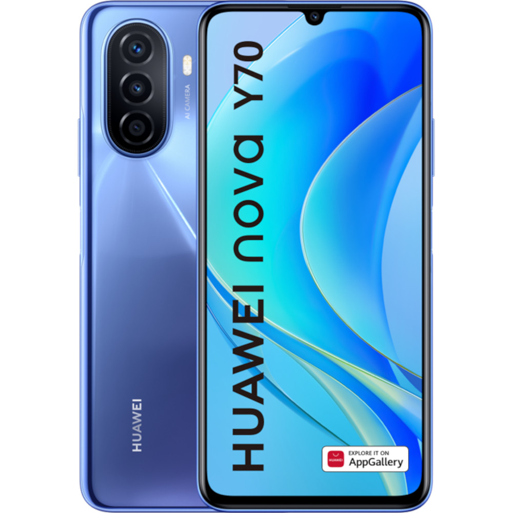 Telefon mobil Huawei nova Y70, 128 GB, 4 GB RAM, Crystal Blue