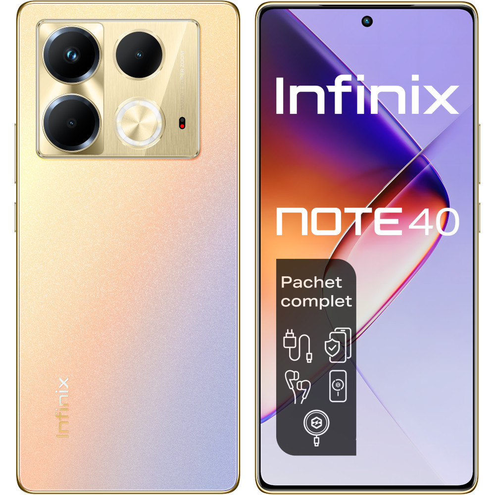 Telefon mobil Infinix Note 40 4G, 256GB, 8GB RAM, Dual SIM, Titan Gold,Incarcator wireless inclus