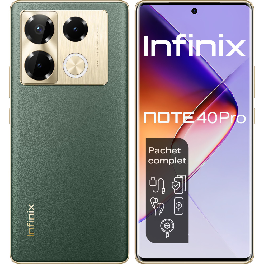 Telefon mobil Infinix Note 40 Pro 4G, 256GB, 12GB RAM, Dual SIM, Vintage Green, Incarcator wireless inclus