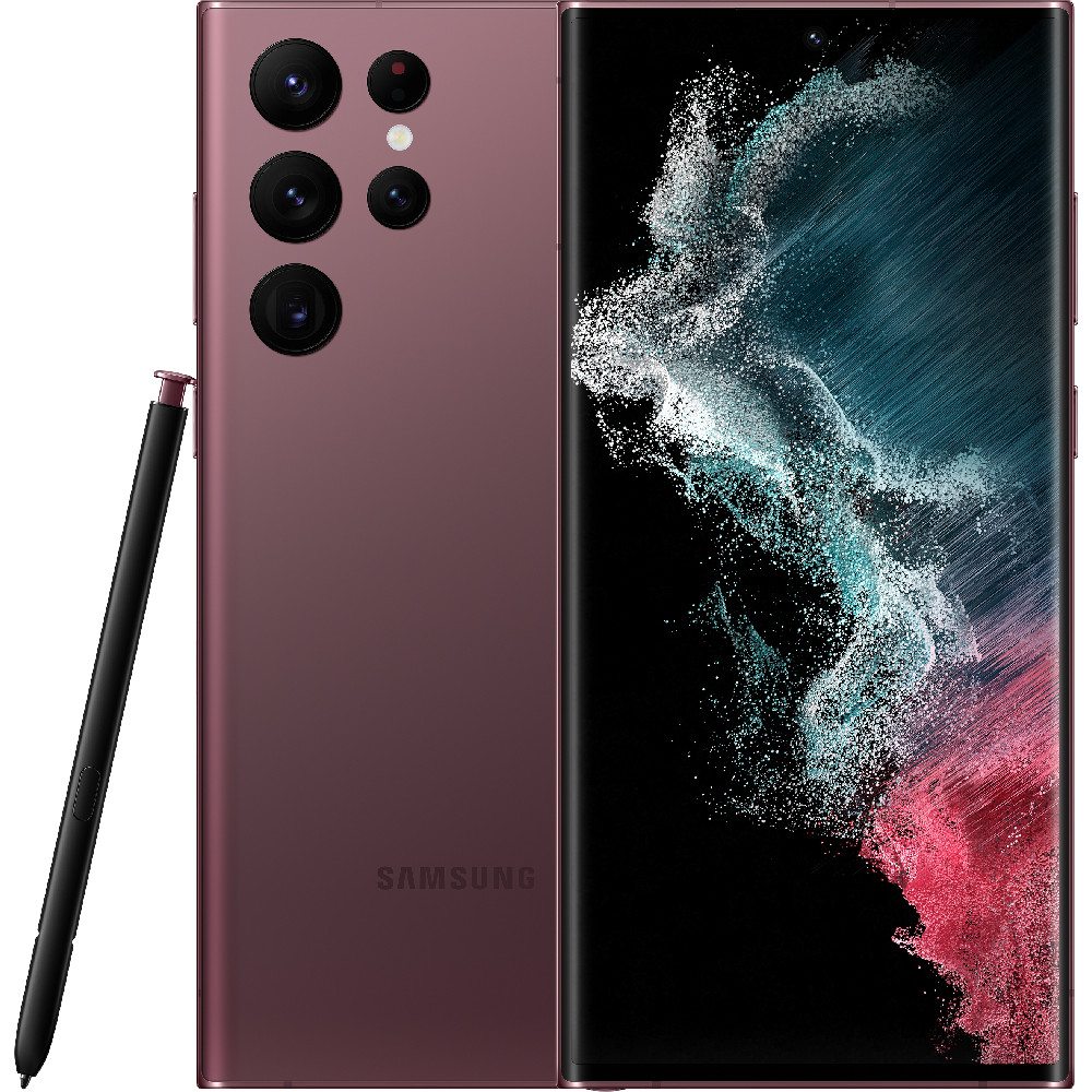 samsung galaxy s22 ultra 5g (2022) Telefon mobil Samsung Galaxy S22 Ultra, 5G, 128GB, 8GB RAM, Dual SIM, Burgundy