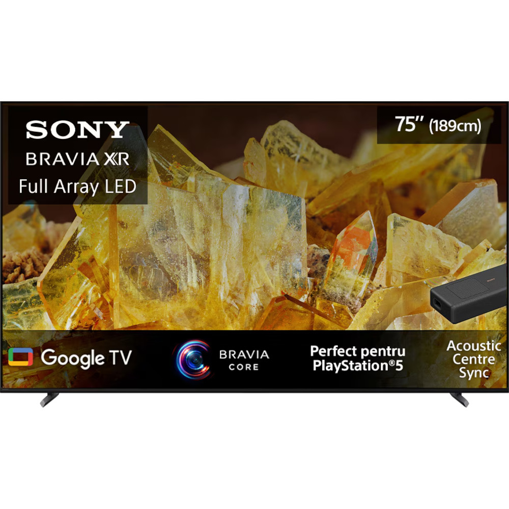 televizor smart led sony bravia, 80 cm, 32wd757, full hd Televizor Smart LED Sony Bravia 75X90L, 189 cm, Ultra HD 4K, Google TV, Clasa E