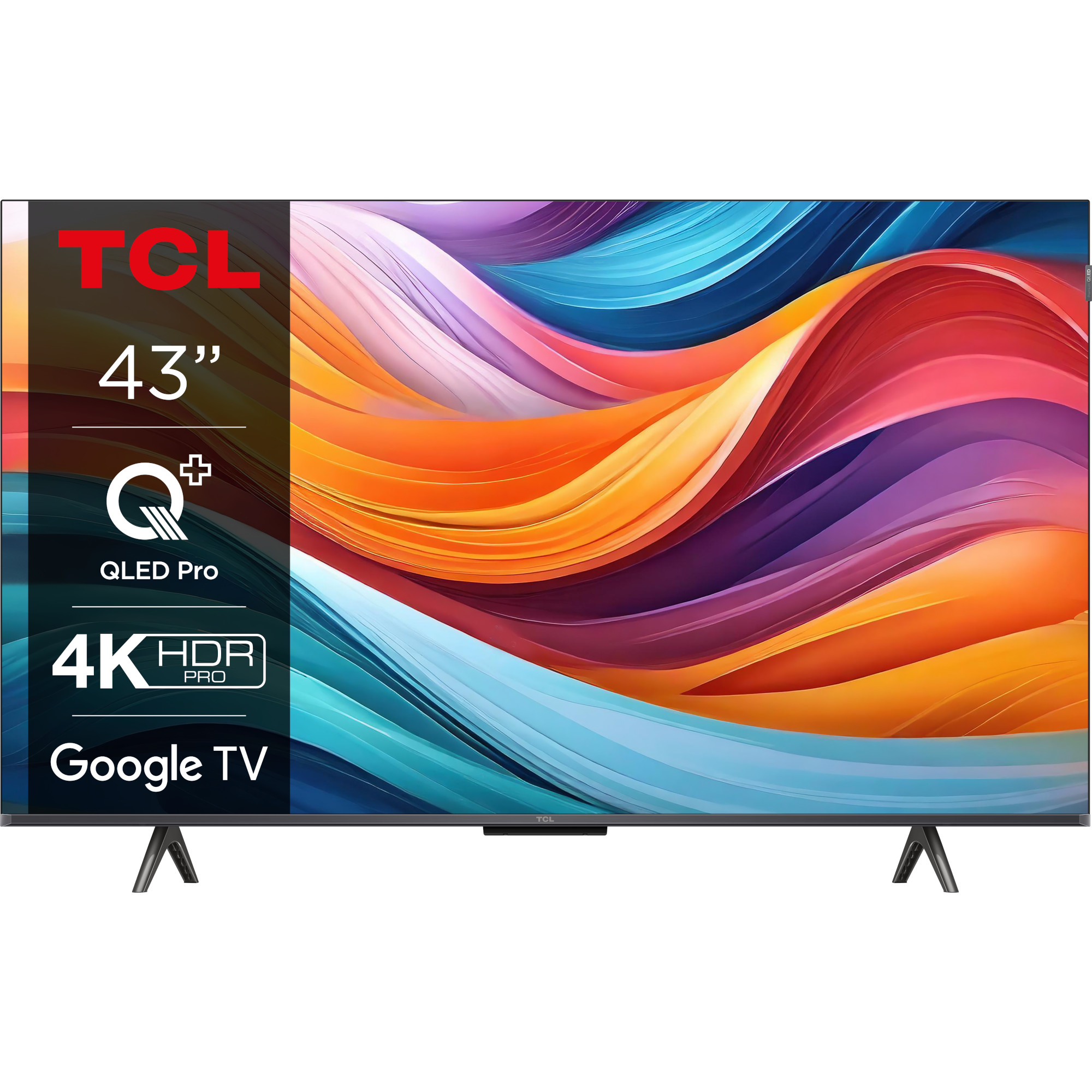 Televizor Smart TCL 43T7B, 108 cm, 4K UHD, QLED, HDR, Seria T7B, Clasa F