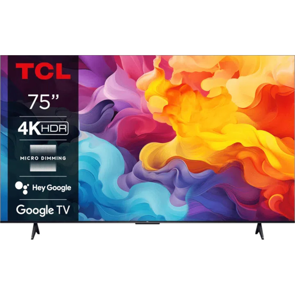 Televizor TCL LED 75V6B, 190 cm, 4K, Google TV, Amazon Alexa, Clasa E