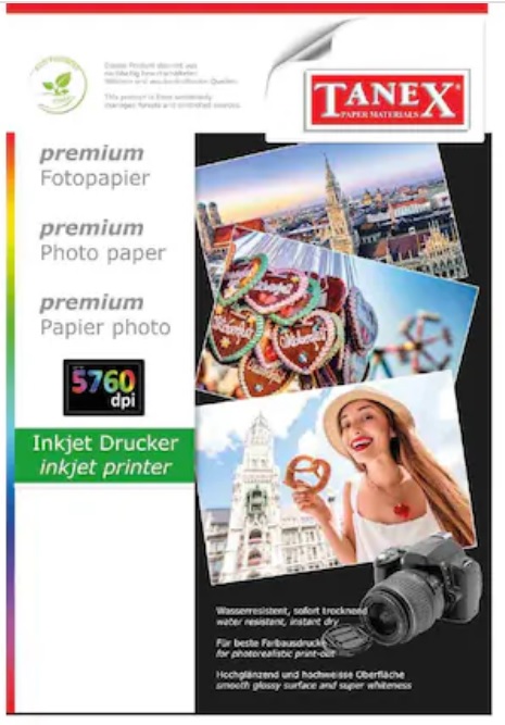 Hartie Foto Lucioasa, Pentru Inkjet, A4 - 180gsm, 25 Coli/top, Tanex