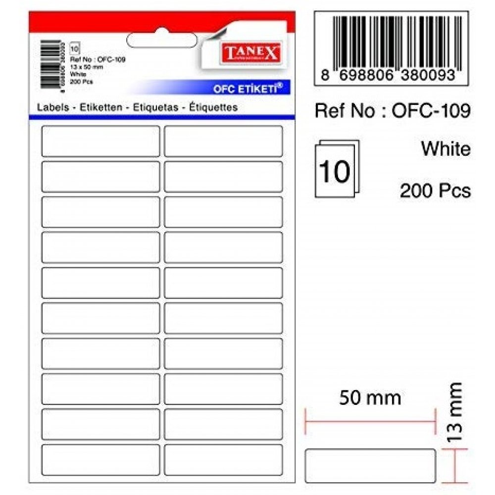 Etichete Autoadezive Albe, 13 X 50 Mm, 200 Buc/set, Tanex