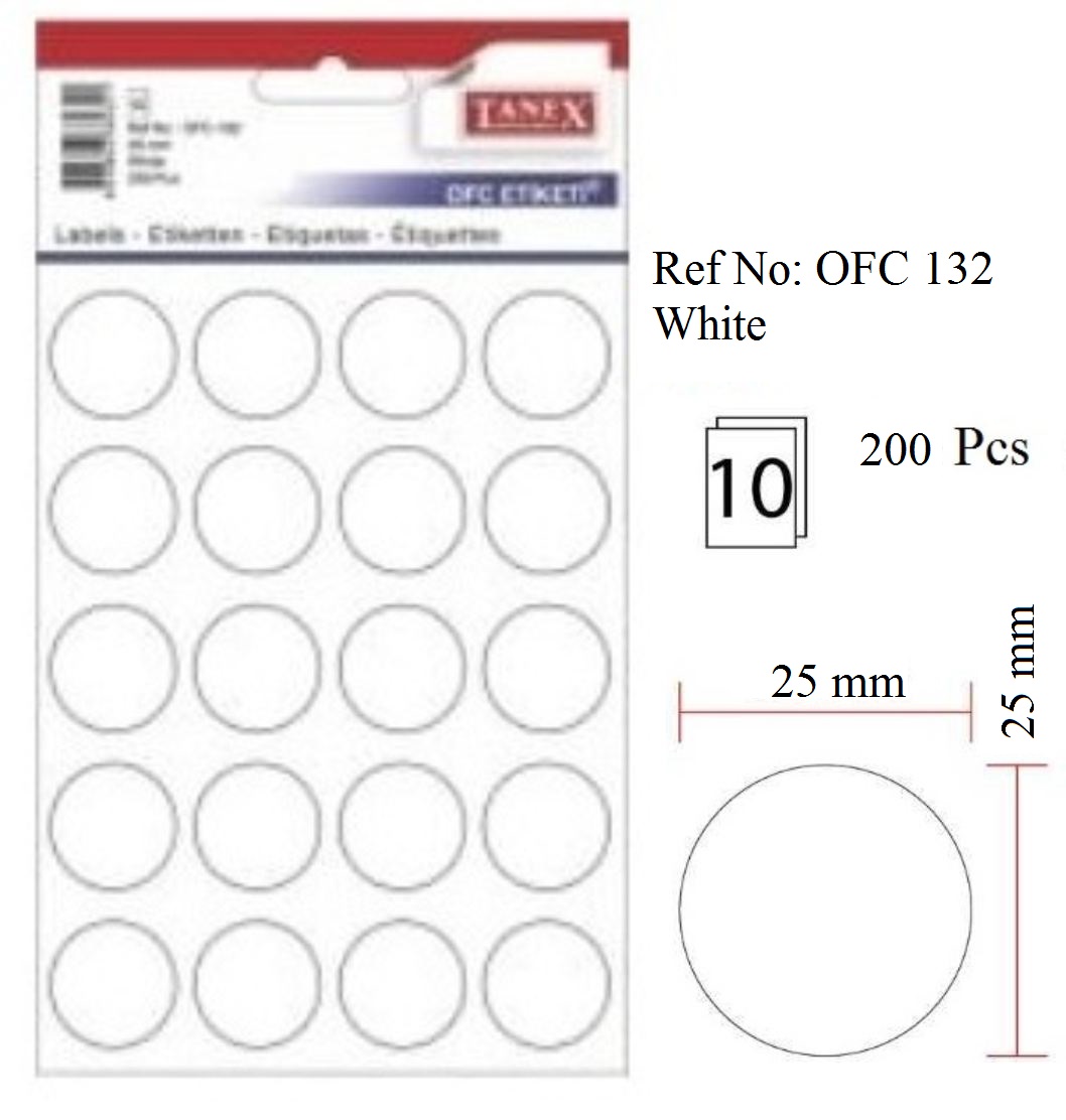 Etichete Autoadezive Albe, D25 Mm, 200 Buc/set, Tanex