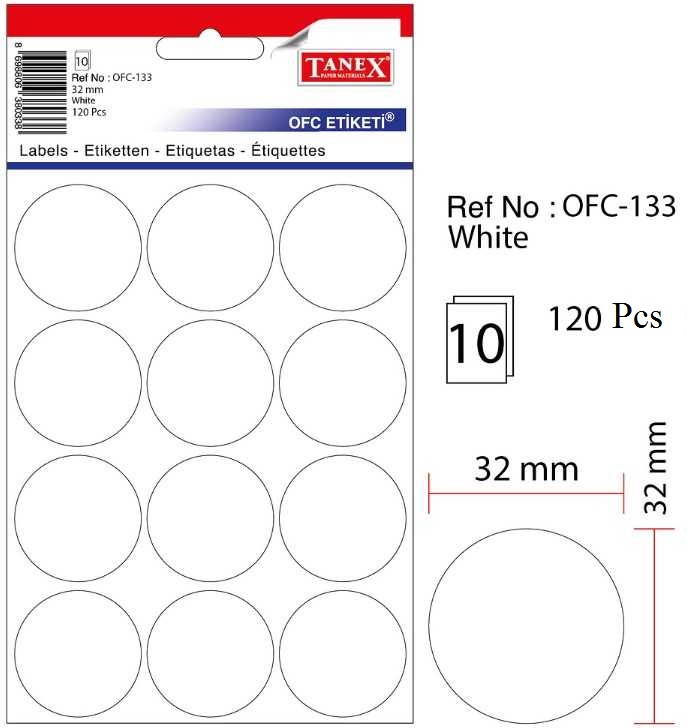 Etichete Autoadezive Albe, D32 Mm, 120 Buc/set, Tanex