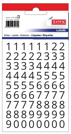 Etichete Cu Cifre, 0-9, 10 X 13 Mm, 144buc/set, Tanex