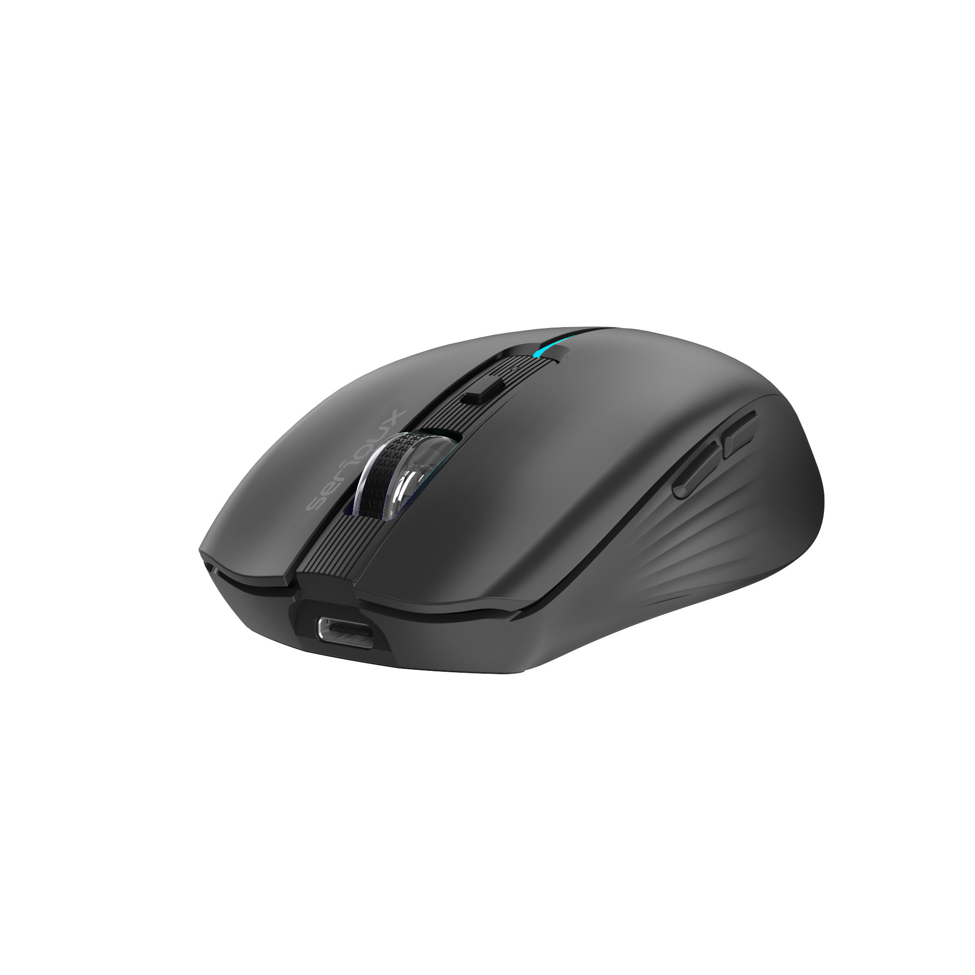 Mouse Serioux Flicker 212, Wireless, Reincarcabil, 1600 DPI, USB C, Negru