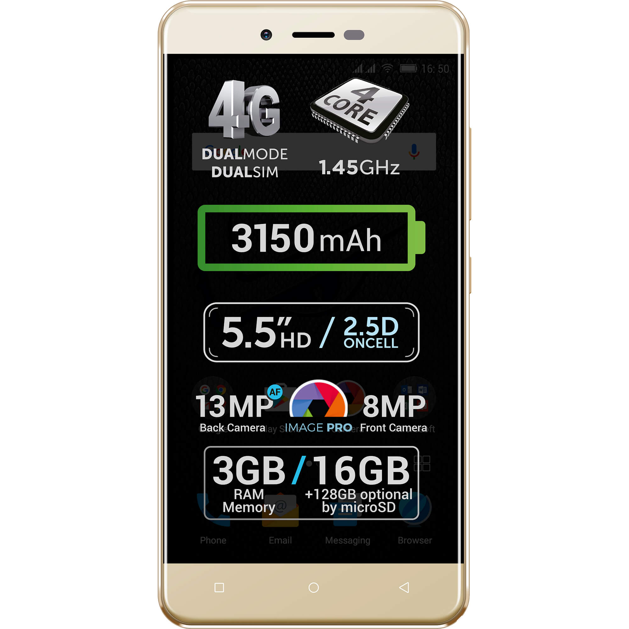 Telefon mobil Allview V2 Viper XE, 16GB, Dual SIM, Auriu