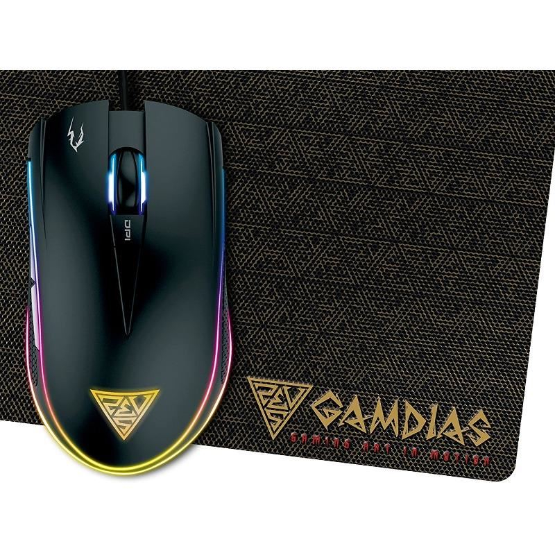 Kit mouse si mousepad gaming Gamdias Zeus E1A + Nyx E1, Negru