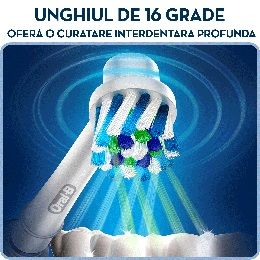 Unghiul de 16 grade ofera o curatare interdentara profunda